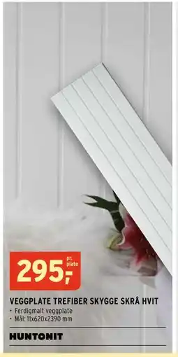 Montér VEGGPLATE TREFIBER SKYGGE SKRÅ HVIT tilbud