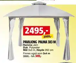 Bauhaus PAVILJONG PALMA 3X3 M tilbud