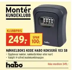Montér NØKKELBOKS KODE HABO KOKSGRÅ 103 SB tilbud
