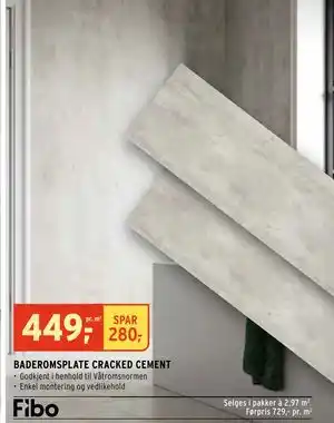 Montér BADEROMSPLATE CRACKED CEMENT tilbud