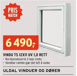 Montér VINDU TS 12X11 UV 1,0 RETT tilbud