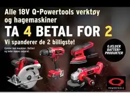 Montér Alle 18V Q-Powertools verktøy og hagemaskiner tilbud