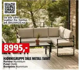 Bauhaus HJØRNEGRUPPE DALE METALL SVART tilbud