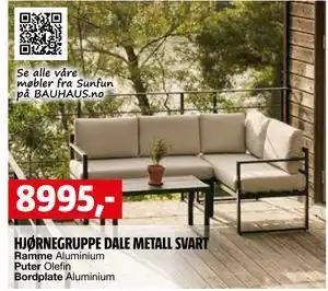 Bauhaus HJØRNEGRUPPE DALE METALL SVART tilbud