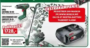 Bauhaus DRILL EASYDRILL 18-40 + GRESSTRIMMER EASY GRASSCUT 18-26 tilbud