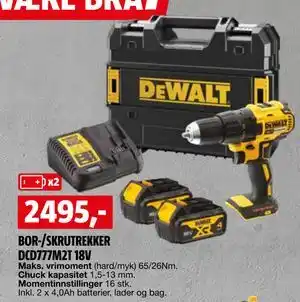 Bauhaus BOR-/SKRUTREKKER DCD777M2T 18V tilbud