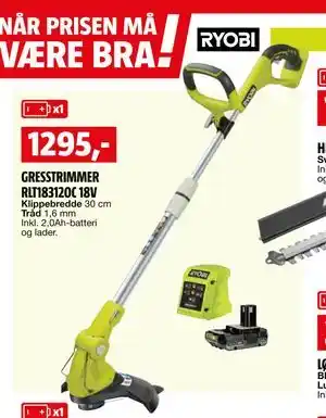 Bauhaus GRESSTRIMMER RLT183120C 18V tilbud