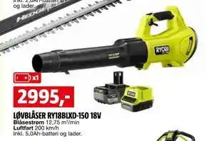 Bauhaus LØVBLÅSER RY18BLXD-150 18V tilbud
