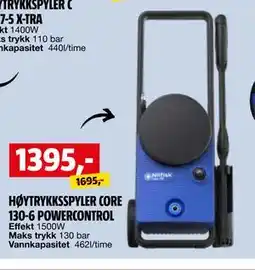 Bauhaus HØYTRYKKSSPYLER CORE 130-6 POWERCONTROL tilbud