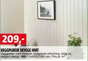 Bauhaus VEGGPLATER SKYGGE HVIT tilbud