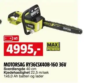 Bauhaus MOTORSAG RY36CSX40B-160 36V tilbud