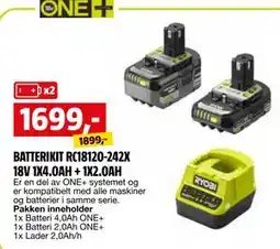 Bauhaus BATTERIKIT RC18120-242X 18V 1X4.0AH + 1X2.0AH tilbud