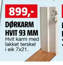 Bauhaus DØRKARM HVIT 93 MM tilbud