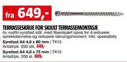 Bauhaus TERRASSESKRUE FOR SKJULT TERRASSEMONTASJE tilbud
