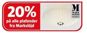 Bauhaus 20% på alle plafonder fra Markslöjd tilbud