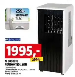 Bauhaus AC 9000BTU FJERNKONTROLL WIFI tilbud
