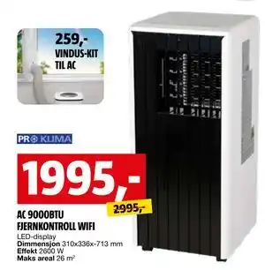 Bauhaus AC 9000BTU FJERNKONTROLL WIFI tilbud