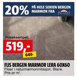 Bauhaus FLIS BERGEN MARMOR LERA 60X60 tilbud