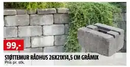 Bauhaus STØTTEMUR RÅDHUS 26X21X14,5 CM GRÅMIX tilbud