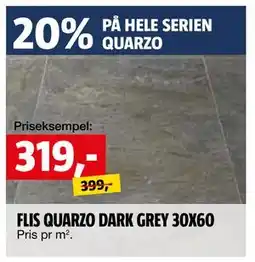 Bauhaus FLIS QUARZO DARK GREY 30X60 tilbud