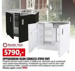 Bauhaus OPPVASKBENK VILAN STAINLESS VTB10 HVIT tilbud