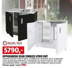 Bauhaus OPPVASKBENK VILAN STAINLESS VTB10 HVIT tilbud