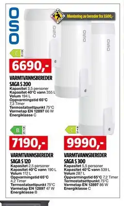 Bauhaus VARMTVANNSBEREDER SAGA S 300 tilbud