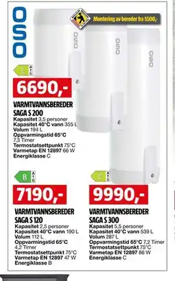 Bauhaus VARMTVANNSBEREDER SAGA S 120 tilbud