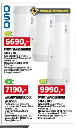 Bauhaus VARMTVANNSBEREDER SAGA S 200 tilbud