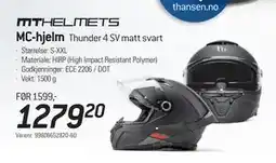 Thansen MC-hjelm tilbud
