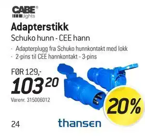 Thansen Adapterstikk tilbud