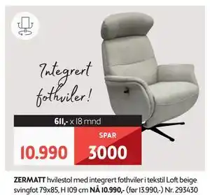 Bohus ZERMATT hvilestol tilbud