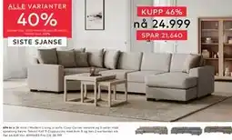 Skeidar Modern Living U-sofa tilbud