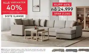 Skeidar Modern Living U-sofa tilbud