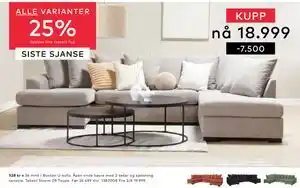 Skeidar Boston U-sofa tilbud