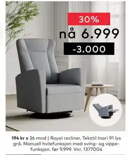 Skeidar Royal recliner tilbud
