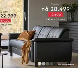Skeidar Stressless Flora 3 seter tilbud