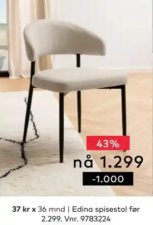 Skeidar Edina spisestol tilbud