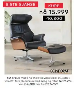 Skeidar Air stol Hud Zero Black 89 tilbud