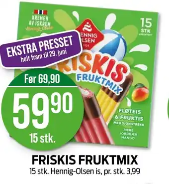 Kiwi HENNIG OLSEN Friskis fruktmix tilbud