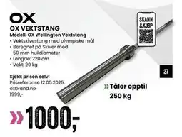 Sport Outlet OX VEKTSTANG tilbud