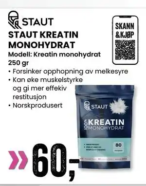 Sport Outlet STAUT KREATIN MONOHYDRAT tilbud