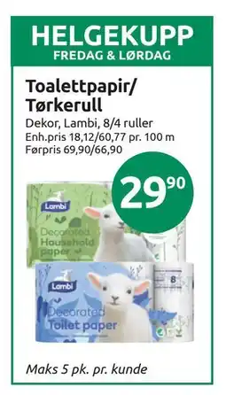 Joker Toalettpapir/ Tørkerull tilbud