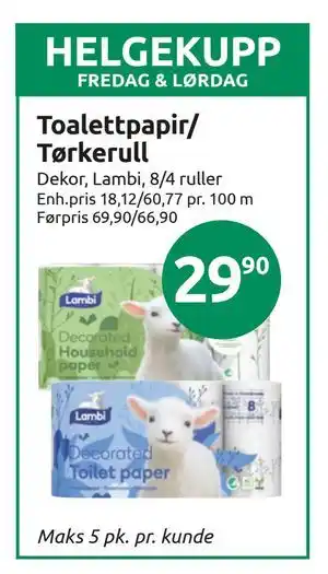 Joker Toalettpapir/ Tørkerull tilbud