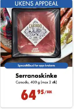 Nordby Supermarket CARSODO Serranoskinke tilbud