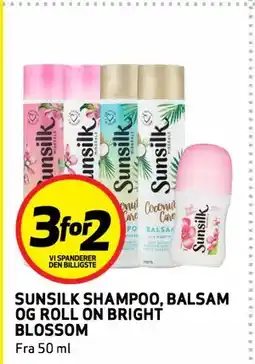Bunnpris SUNSILK SHAMPOO, BALSAM OG ROLL ON BRIGHT BLOSSOM tilbud