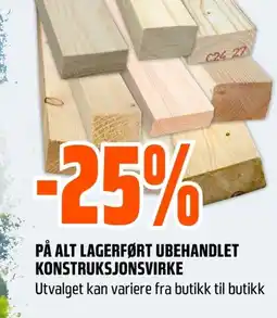 Coop Obs PÅ ALT LAGERFØRT UBEHANDLET KONSTRUKSJONSVIRKE tilbud