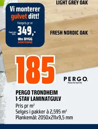 Coop Obs PERGO TRONDHEIM 1-STAV LAMINATGULV Pris pr m² tilbud