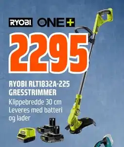 Coop Obs RYOBI RLT1832A-225 GRESSTRIMMER Klippebredde 30 cm Leveres med batteri tilbud