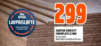 Coop Obs HUNTON VINDTETT FIBERPLATE 12 MM tilbud
